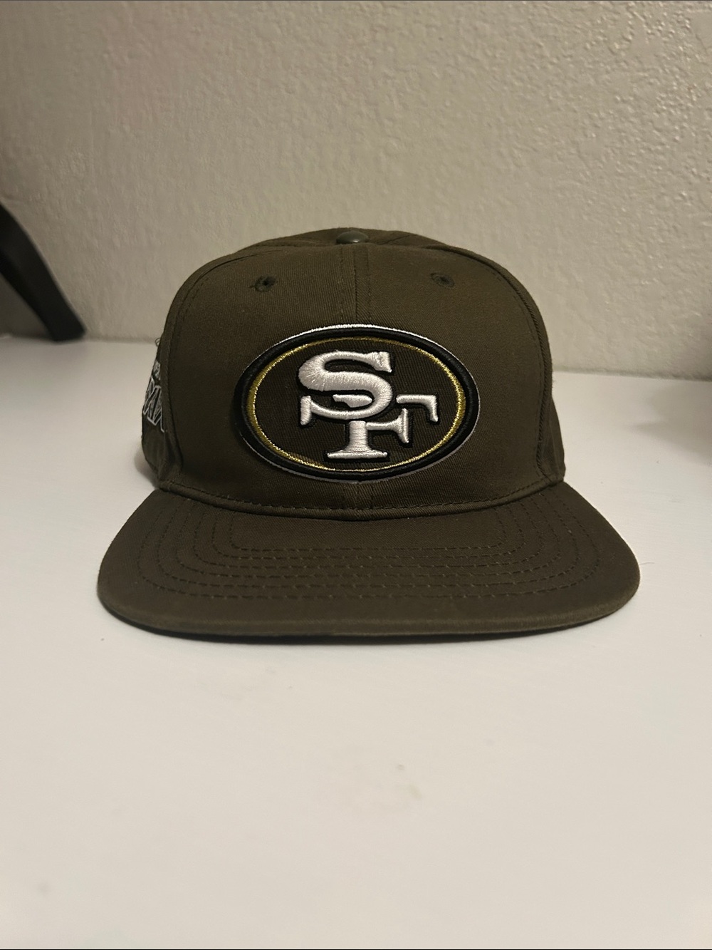 San Francisco 49ers Embroidered SF Logo Olive Snapback Hat